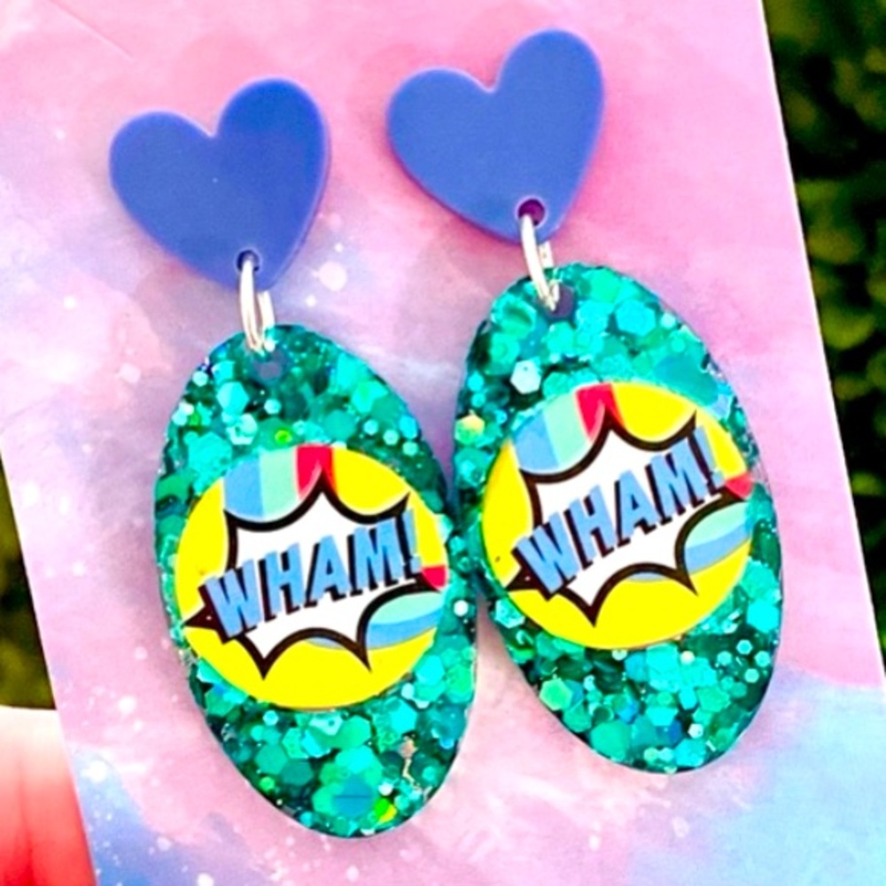 Retro Wham Comic Book Acrylic Earrings